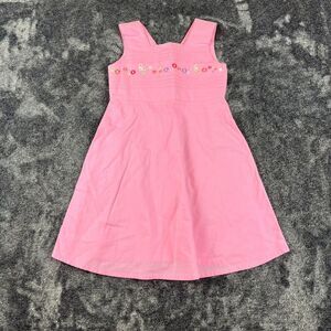 Vtg Just Friends Pink Embroidered Floral Sleeveless Dress Girls 5 Button Back